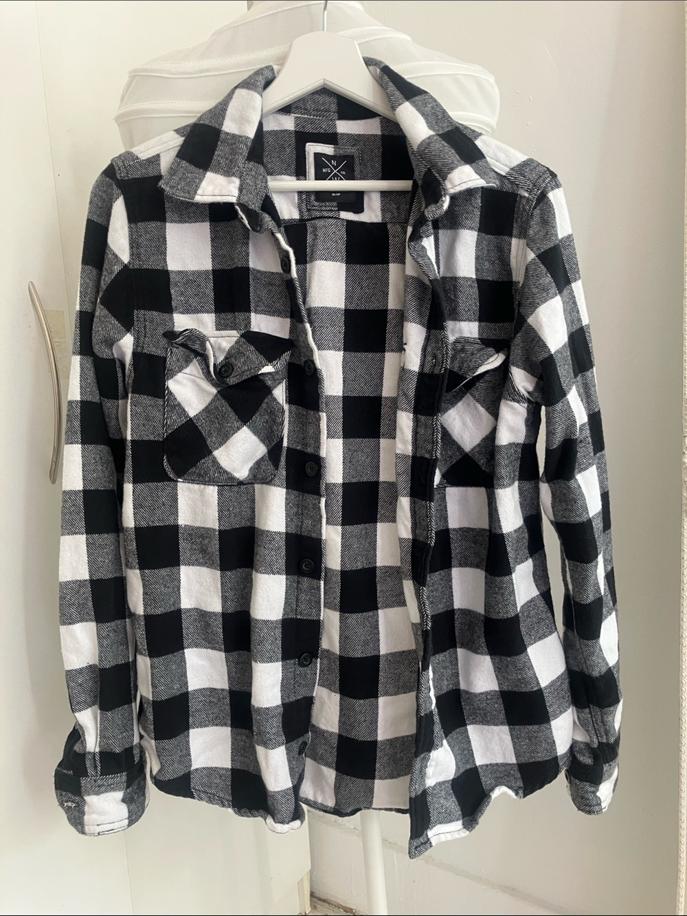 Classic Black & White Plaid Button-Down Shirt
